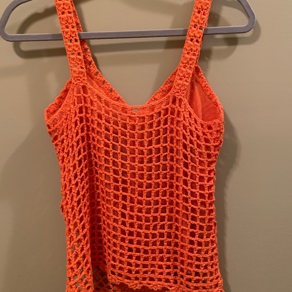 ORANGE CROCHET COTTON/SILK TOP - S? - Picture 4 of 14